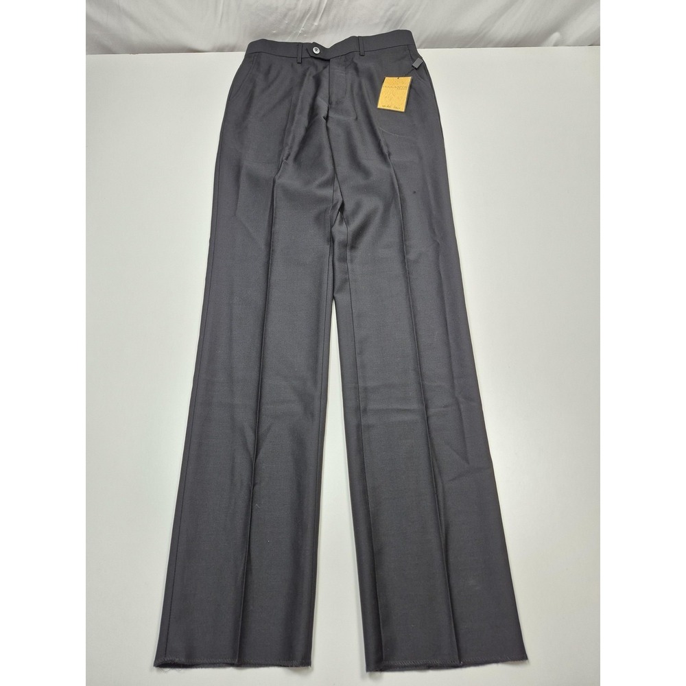 Galante Dress Pants Mens 32x36 Gray Wool Flat Front Straight Unhemmed NWT